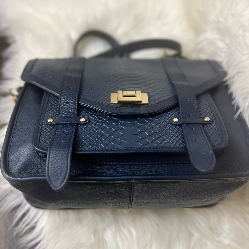 GiGi New York Navy Satchel with Gold Accents - Picture 5 of 15